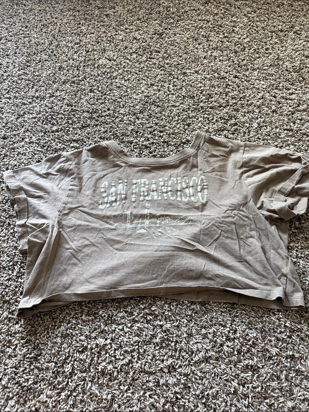 San Francisco Cropped Graphic Tee - Taupe
